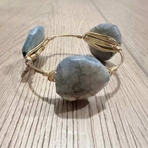 Bourbon and Bowties Gold Wire Bracelet with Gray Gem Stones